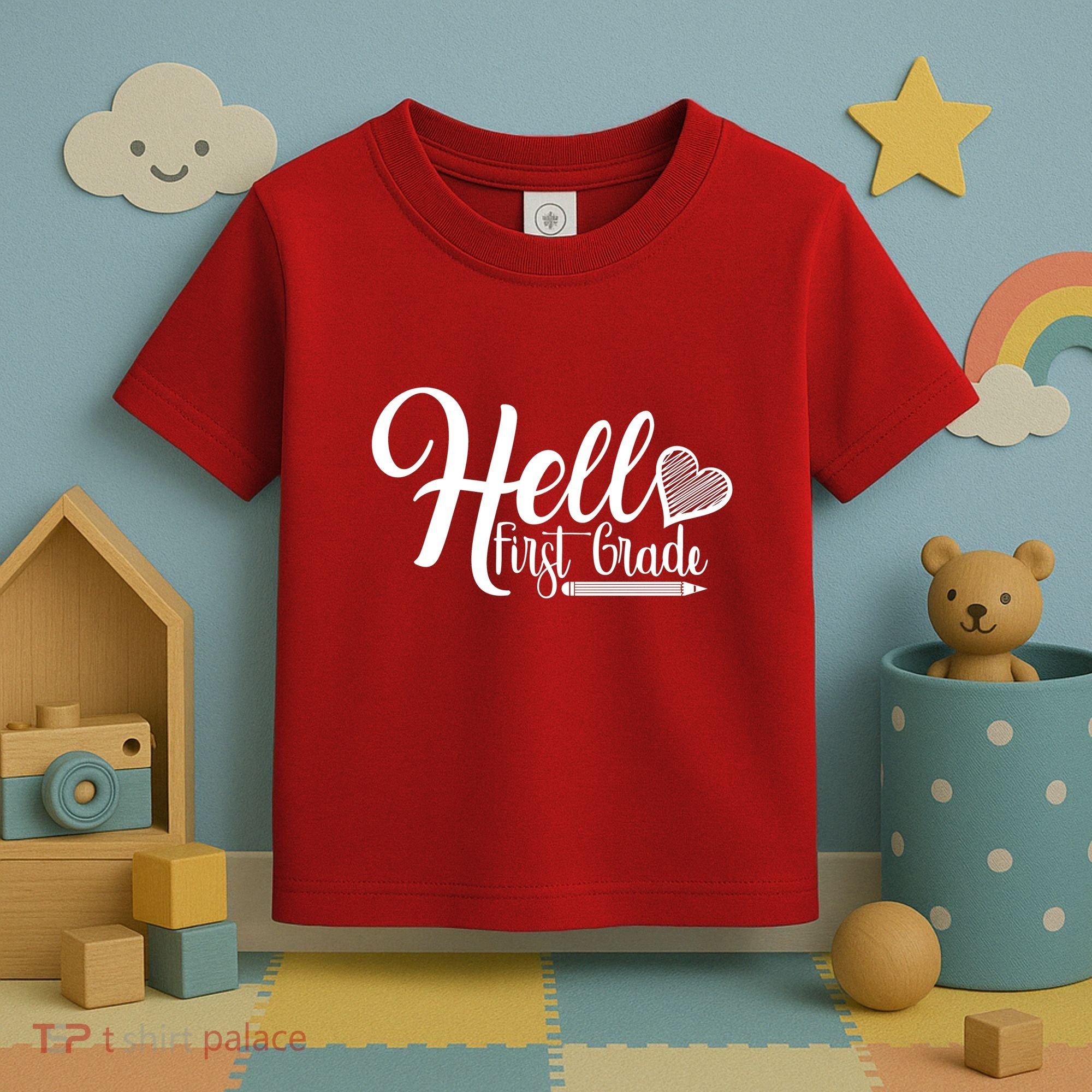 Hello First Grade Pencil Heart Toddler T-Shirt