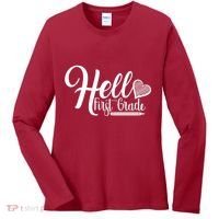 Hello First Grade Pencil Heart Women's Long Sleeve Shirt thumb 0