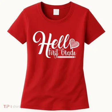 Hello First Grade Pencil Heart Women's T-Shirt