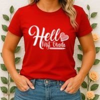 Hello First Grade Pencil Heart Women's T-Shirt thumb 2