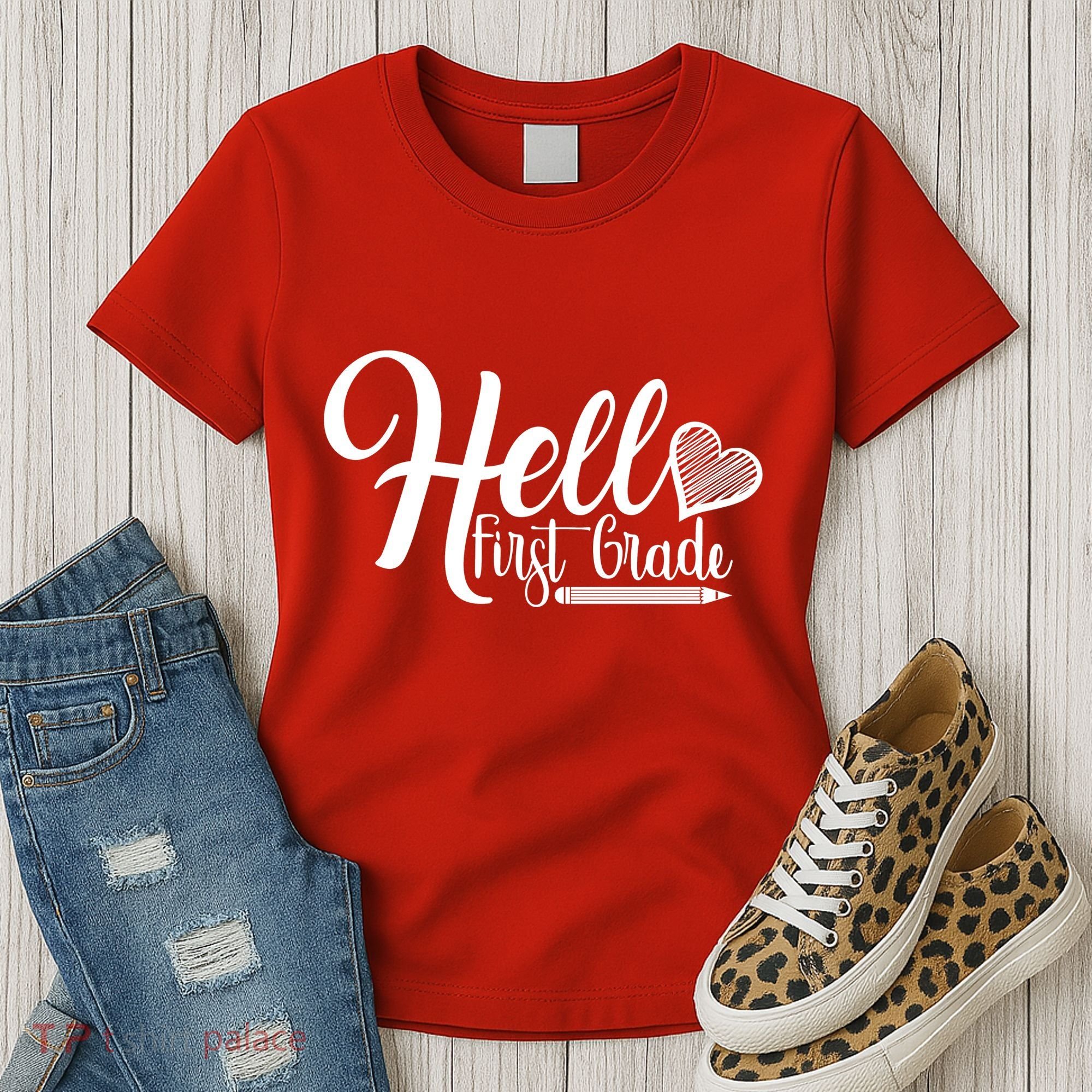 Hello First Grade Pencil Heart Women's T-Shirt