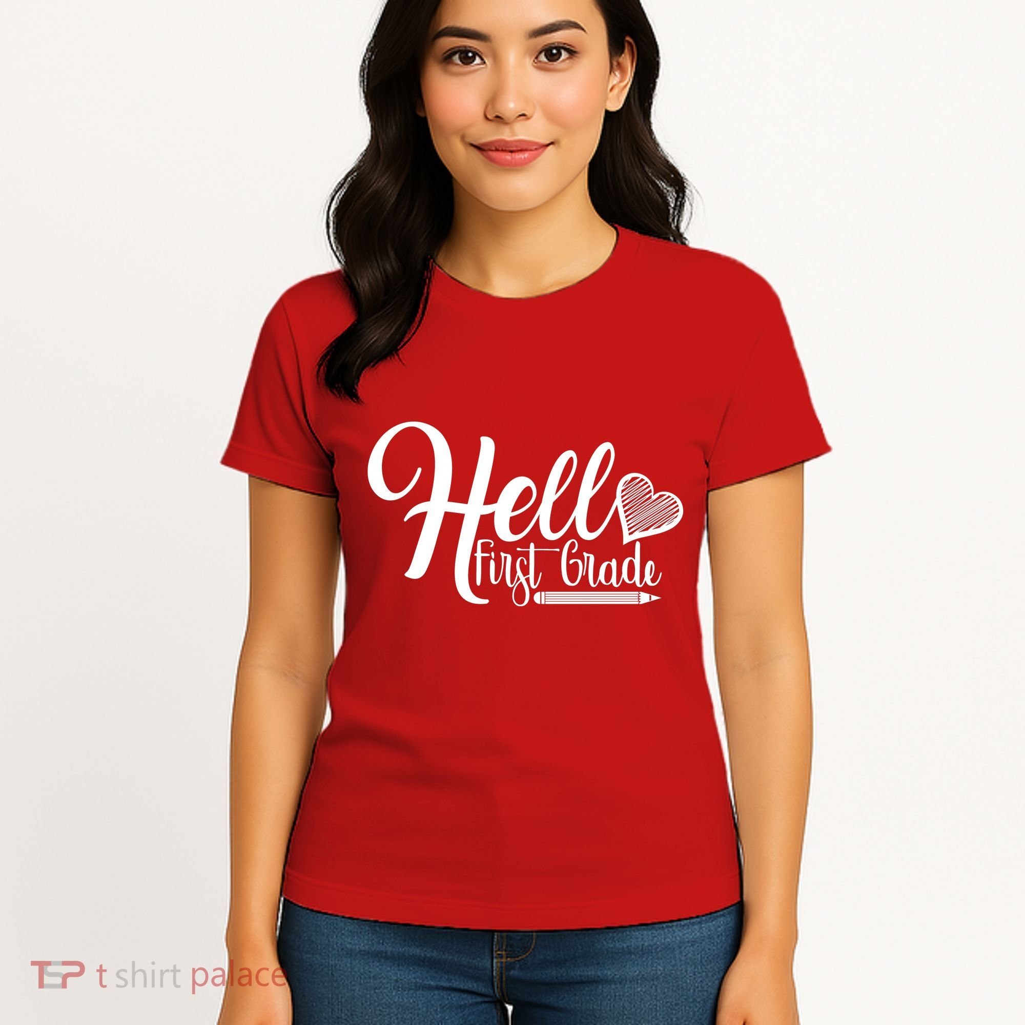 Hello First Grade Pencil Heart Women's T-Shirt