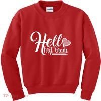 Hello First Grade Pencil Heart Kids Sweatshirt thumb 0