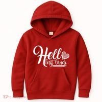 Hello First Grade Pencil Heart Kids Hoodie thumb 0