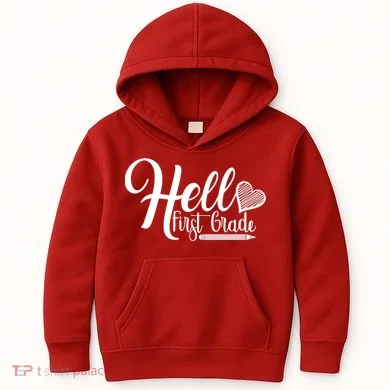 Hello First Grade Pencil Heart Kids Hoodie
