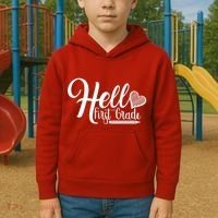 Hello First Grade Pencil Heart Kids Hoodie thumb 2