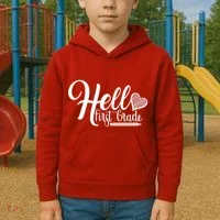 Hello First Grade Pencil Heart Kids Hoodie thumb 2