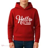 Hello First Grade Pencil Heart Kids Hoodie thumb 4