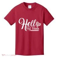 Hello First Grade Pencil Heart Kids T-Shirt thumb 0