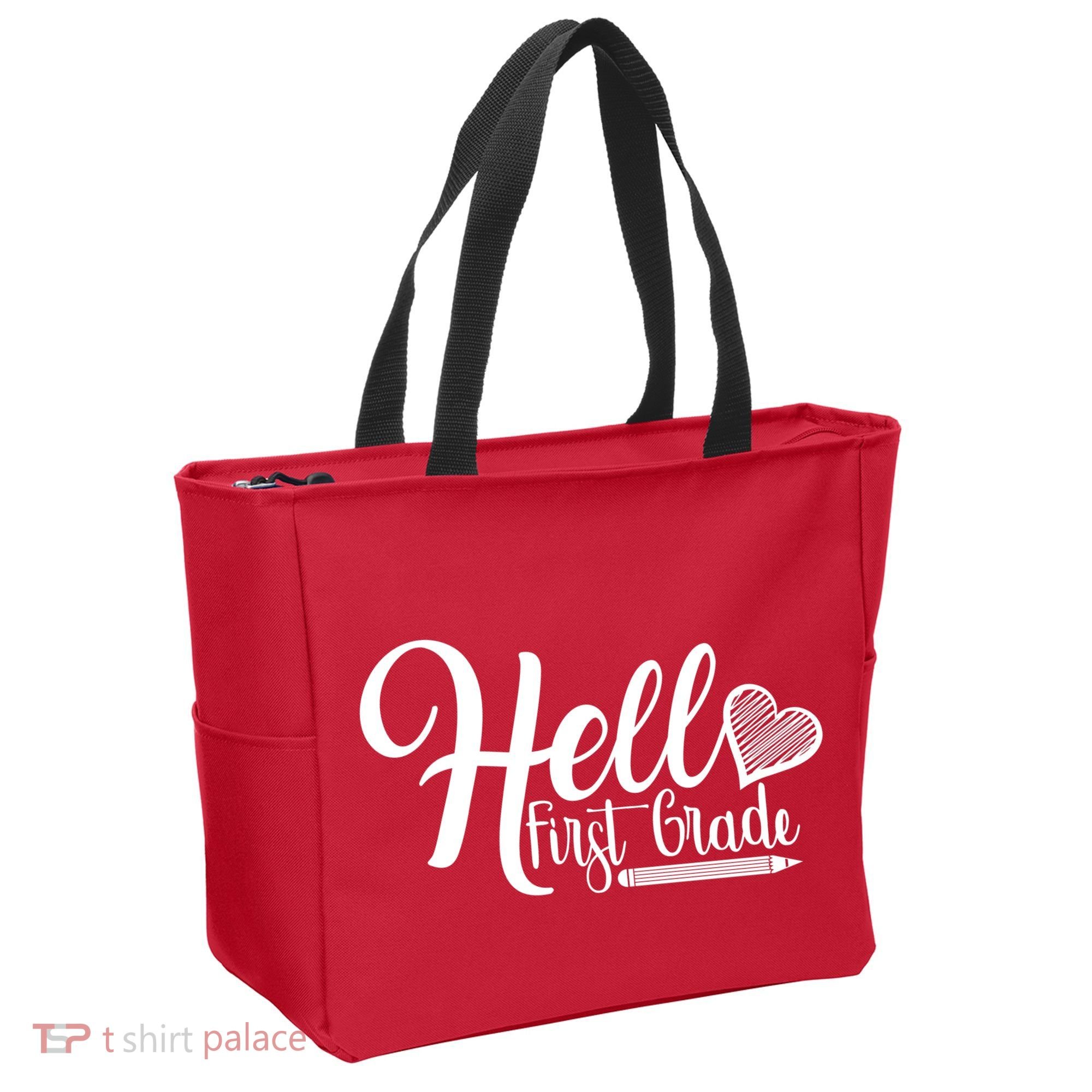 Hello First Grade Pencil Heart Tote Bag