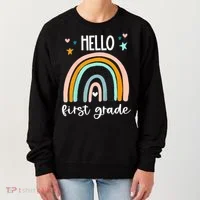Hello First Grade Retro Rainbow Women's Sweatshirt thumb 0