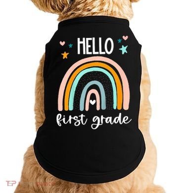 Hello First Grade Retro Rainbow Doggie Tank