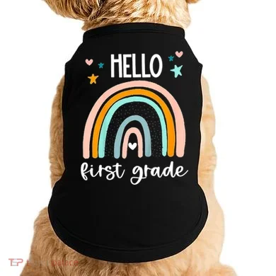 Hello First Grade Retro Rainbow Doggie Tank