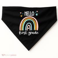 Hello First Grade Retro Rainbow USA-Made Doggie Bandana thumb 0