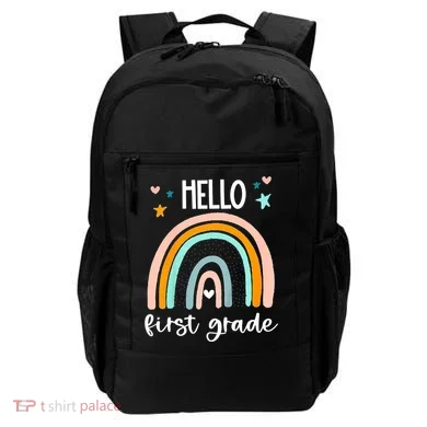Hello First Grade Retro Rainbow Backpack