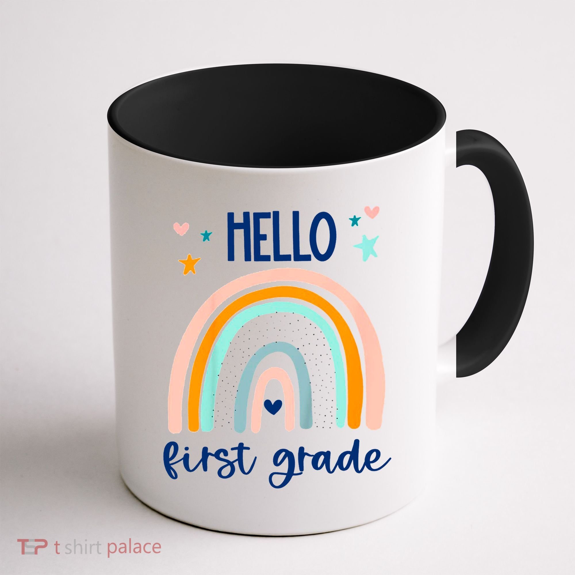 Hello First Grade Retro Rainbow Coffee Mug