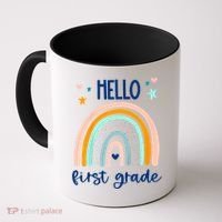 Hello First Grade Retro Rainbow Coffee Mug thumb 0