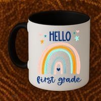 Hello First Grade Retro Rainbow Coffee Mug thumb 2