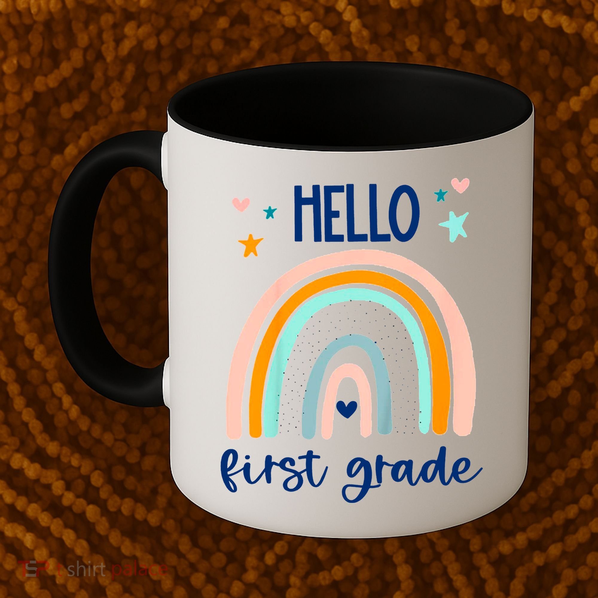 Hello First Grade Retro Rainbow Coffee Mug