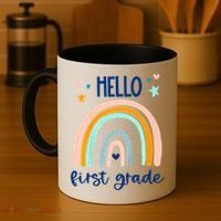 Hello First Grade Retro Rainbow Coffee Mug thumb 4