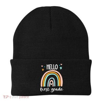 Hello First Grade Retro Rainbow Beanie