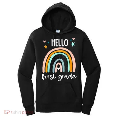 Hello First Grade Retro Rainbow Women's Hoodie