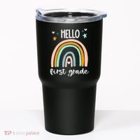 Hello First Grade Retro Rainbow Tumbler thumb 0