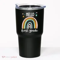 Hello First Grade Retro Rainbow Tumbler thumb 0