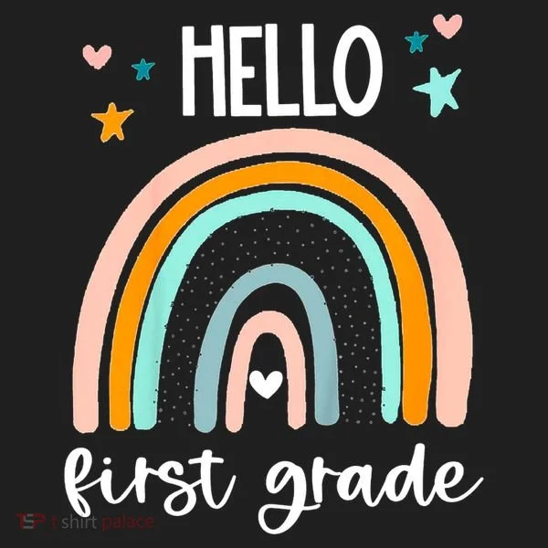 Hello First Grade Retro Rainbow Tumbler