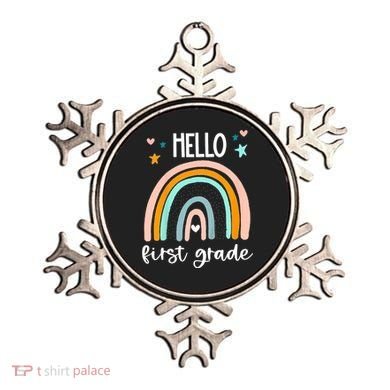 Hello First Grade Retro Rainbow Ornament