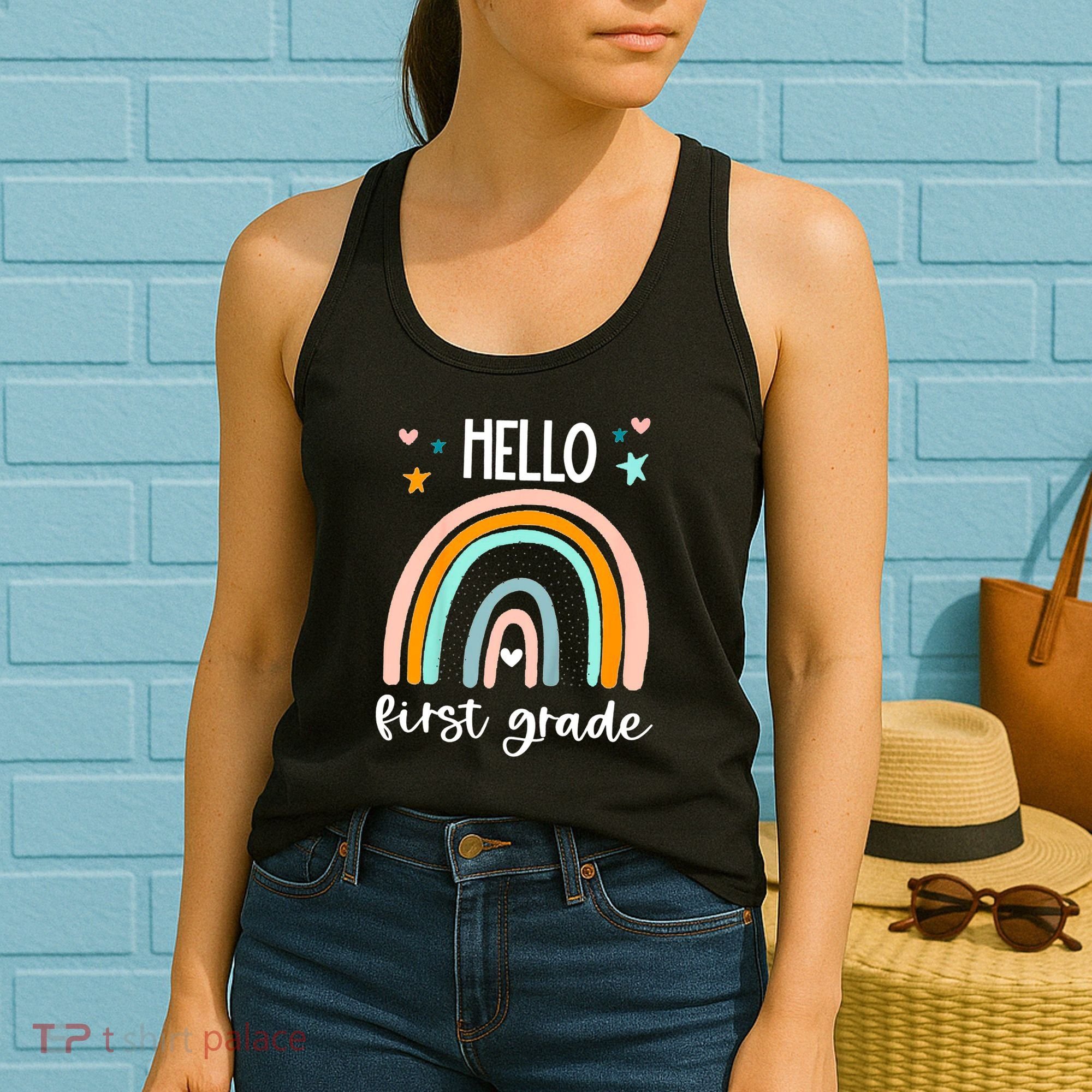Hello First Grade Retro Rainbow Women's Tank Top