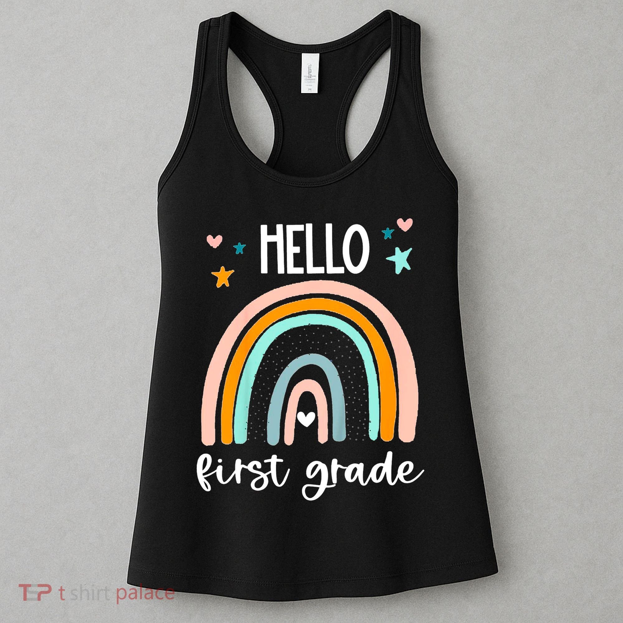 Hello First Grade Retro Rainbow Women's Tank Top