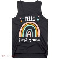 Hello First Grade Retro Rainbow Tank Top thumb 0