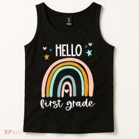 Hello First Grade Retro Rainbow Tank Top thumb 2
