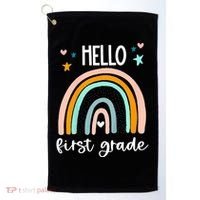 Hello First Grade Retro Rainbow Golf Towel thumb 0