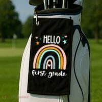 Hello First Grade Retro Rainbow Golf Towel thumb 2