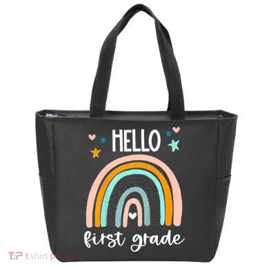 Hello First Grade Retro Rainbow Tote Bag