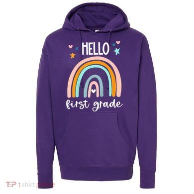 Hello First Grade Retro Rainbow Hoodie