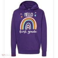 Hello First Grade Retro Rainbow Hoodie thumb 0