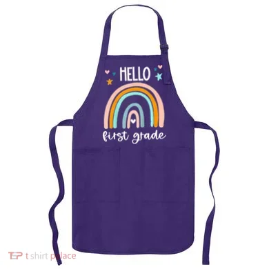 Hello First Grade Retro Rainbow Apron