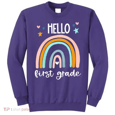 Hello First Grade Retro Rainbow Sweatshirt