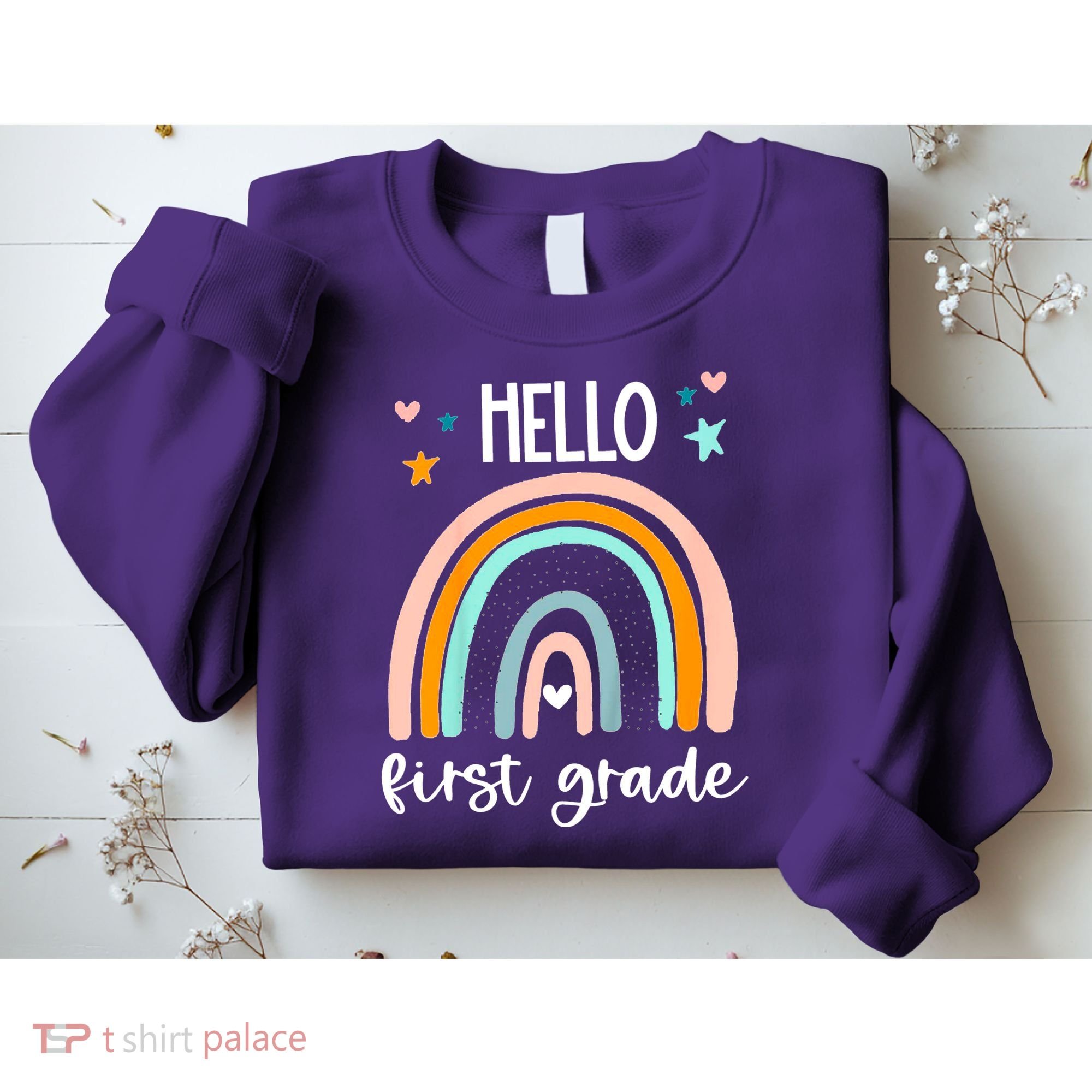 Hello First Grade Retro Rainbow Sweatshirt