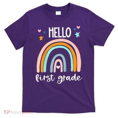 Hello First Grade Retro Rainbow T-Shirt