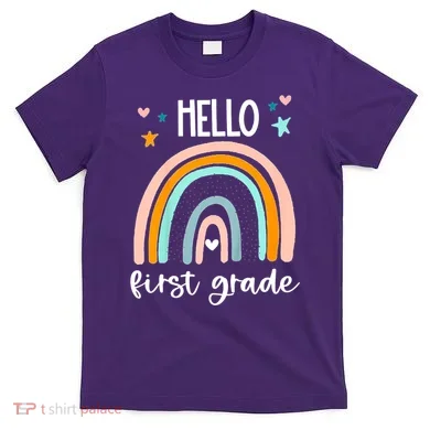 Hello First Grade Retro Rainbow T-Shirt
