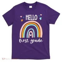 Hello First Grade Retro Rainbow T-Shirt thumb 0