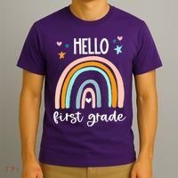 Hello First Grade Retro Rainbow T-Shirt thumb 3