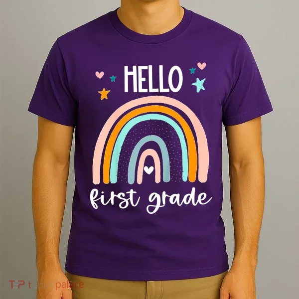 Hello First Grade Retro Rainbow T-Shirt