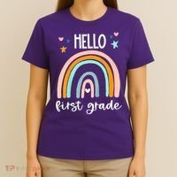 Hello First Grade Retro Rainbow T-Shirt thumb 4