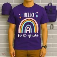 Hello First Grade Retro Rainbow T-Shirt thumb 6