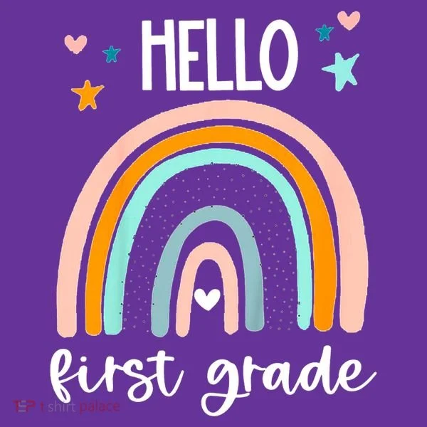 Hello First Grade Retro Rainbow T-Shirt
